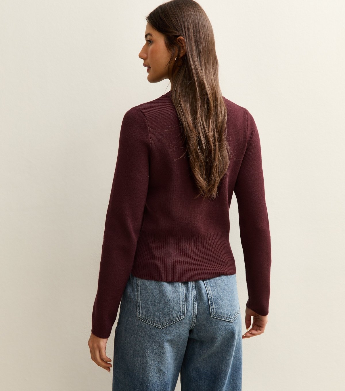 New Look Women's Dark Purple Ribbed Knit Crew Neck Jumper New Look - 4