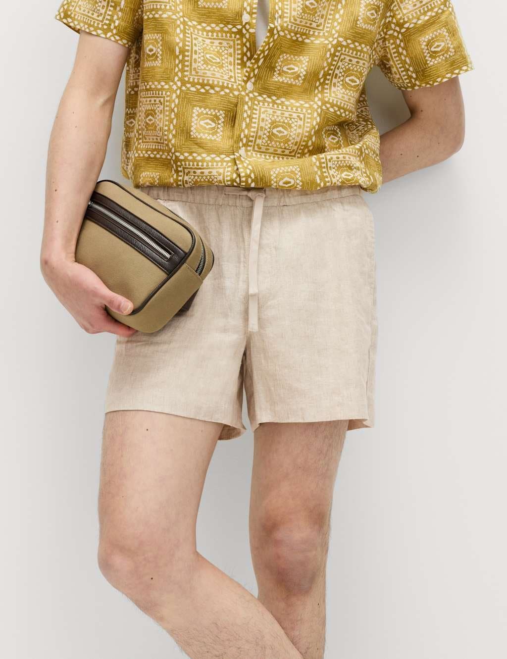 Marks & Spencer M&S Pure Linen Elasticated Waist Shorts Natural Mix
