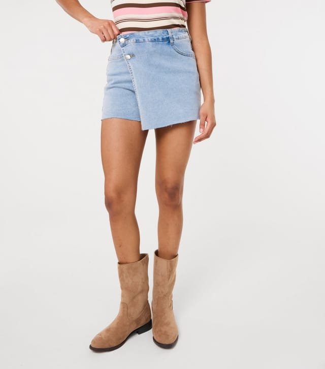 Pink Vanilla Women's Blue Denim Skort Pink Vanilla New Look - 2