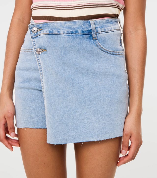 Pink Vanilla Women's Blue Denim Skort Pink Vanilla New Look - 3