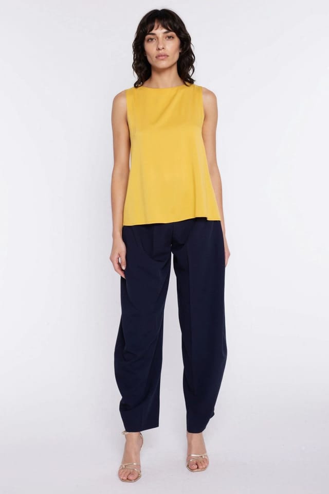Love Lace Love Lace Women's Light Viscose Sleeveless Trapeze Blouse in Yellow - 2