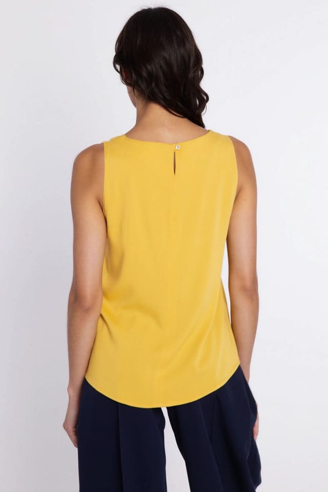 Love Lace Love Lace Women's Light Viscose Sleeveless Trapeze Blouse in Yellow - 3