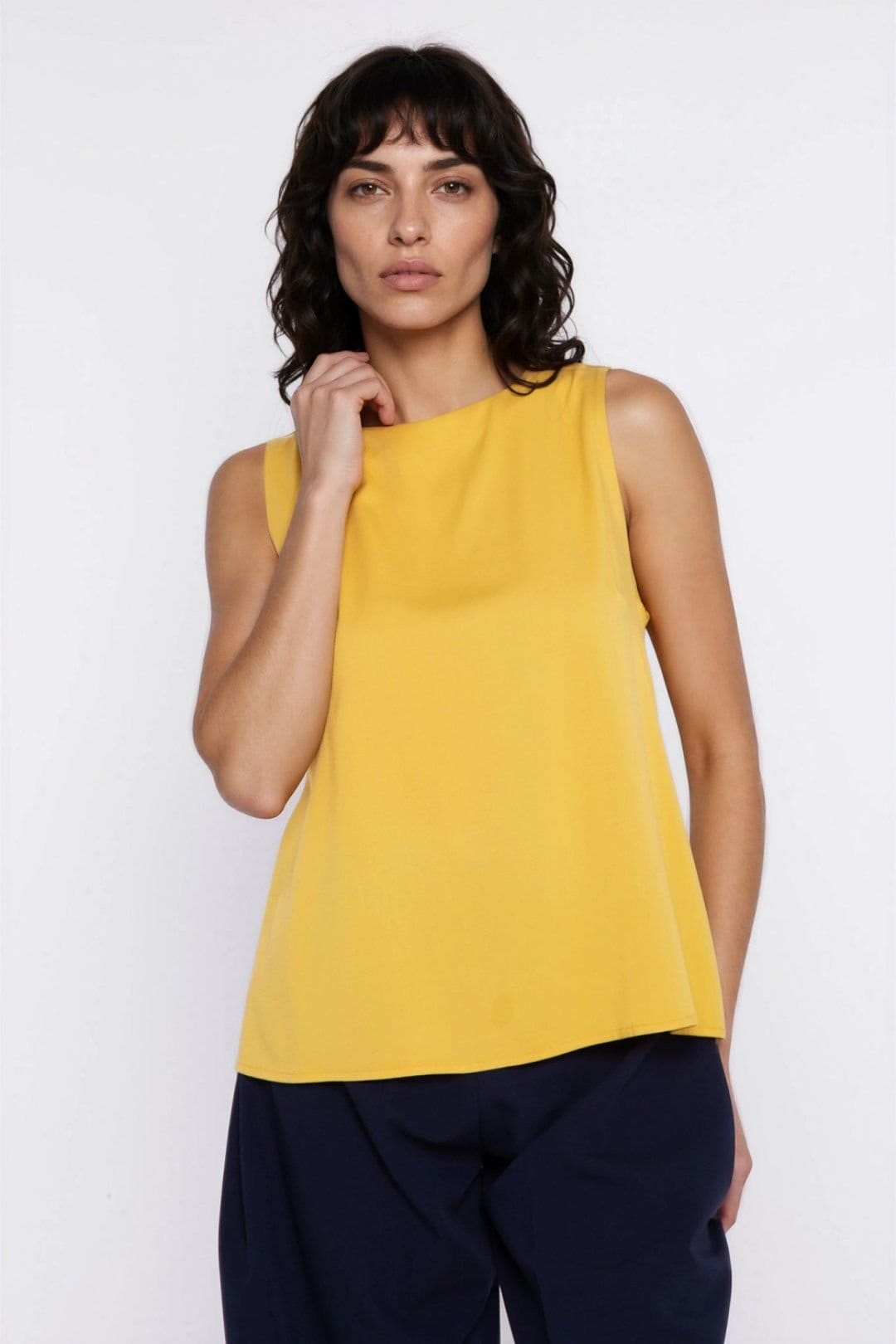 Love Lace Love Lace Women's Light Viscose Sleeveless Trapeze Blouse in Yellow - 4