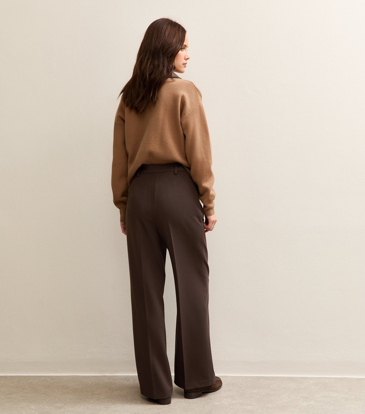 New Look Women's Dark Brown Pleated Front Wide Leg Trousers New Look - 4