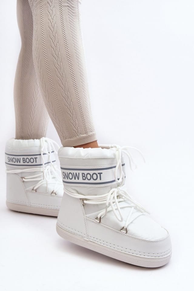 Love Lace Love Lace Women's Cozy Slip On Snow Boots with Front Lacing & Warm Lining in White - 2