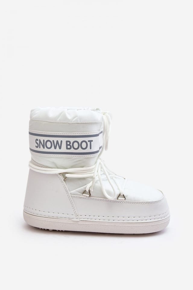 Love Lace Love Lace Women's Cozy Slip On Snow Boots with Front Lacing & Warm Lining in White - 3