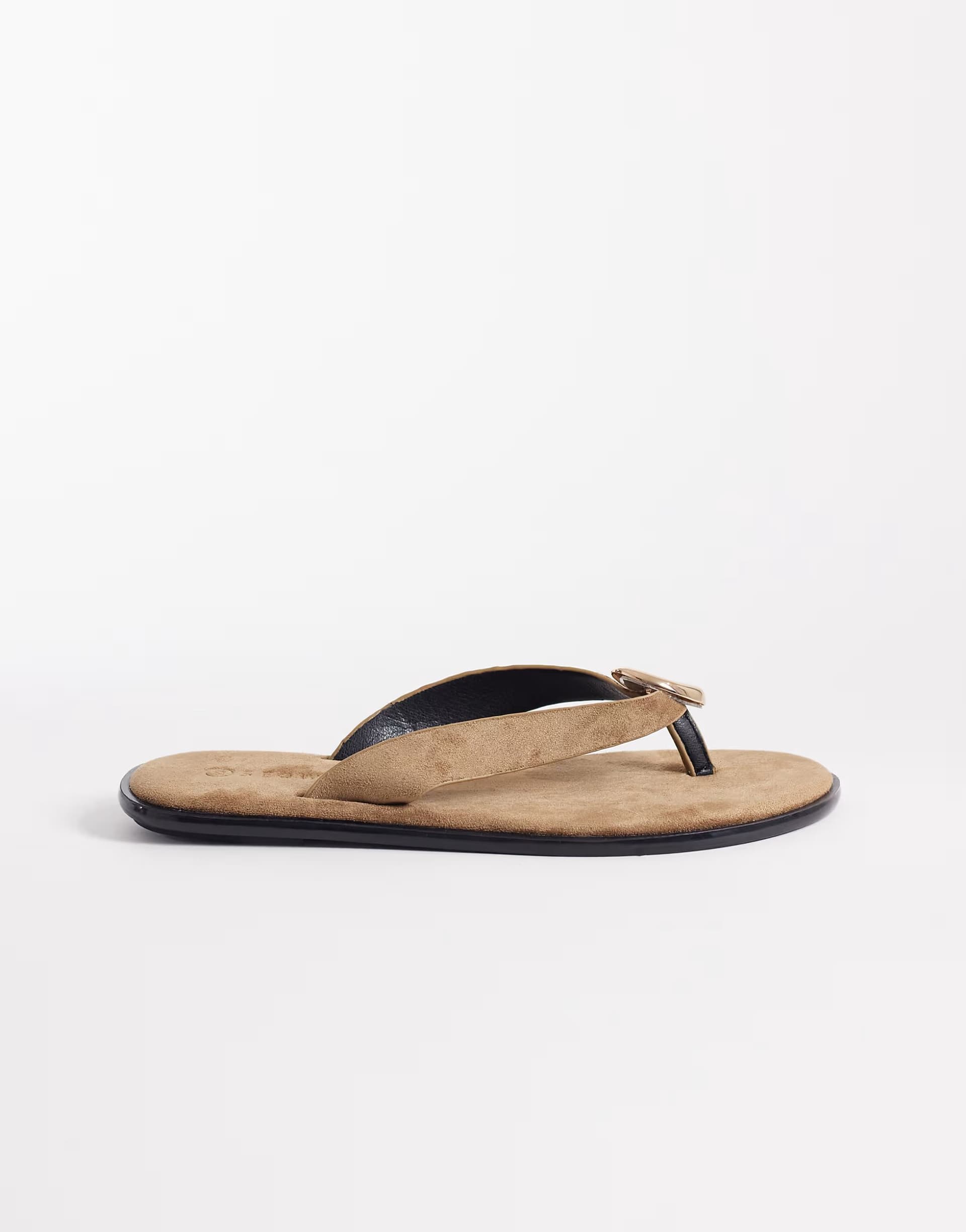 ASOS ASOS Taupe Suedette Flip Flop with Gold Embellishment
