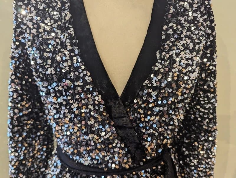 Love & Roses Love & Roses Black & Silver Sequin and Velvet Wrap Look Mini Dress UK Size 10 New