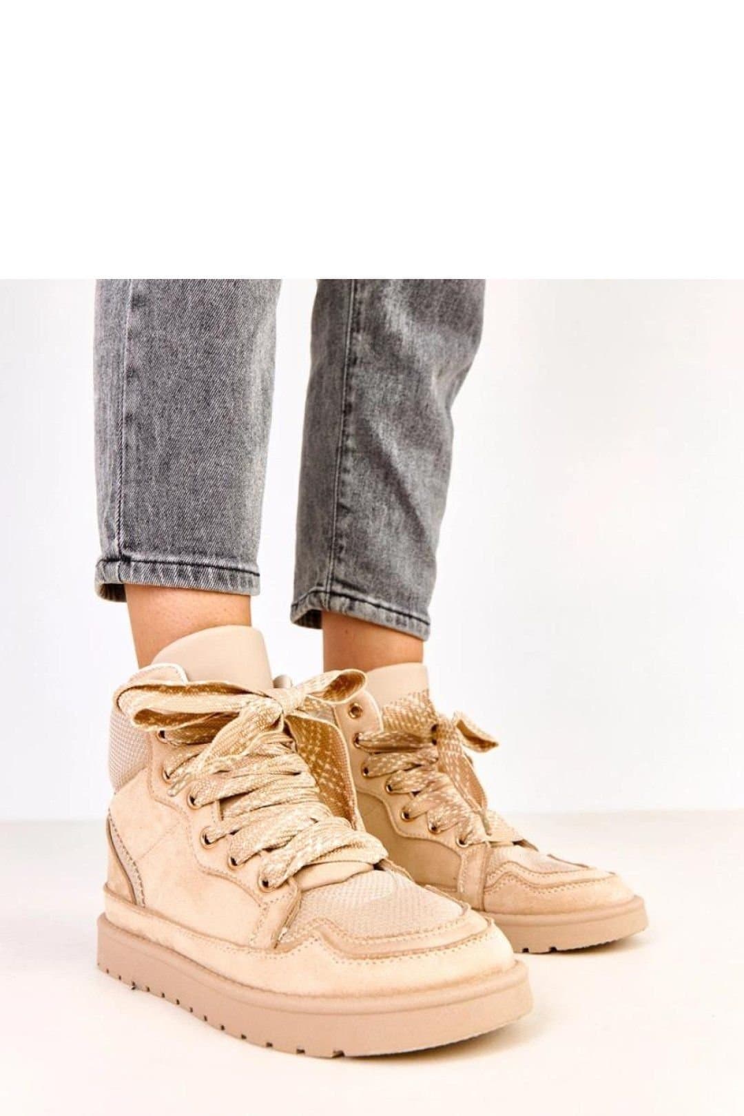 Love Lace Love Lace Women's Sport Shoes Suede Style Platform Comfort Round Toe Lace Up in Beige