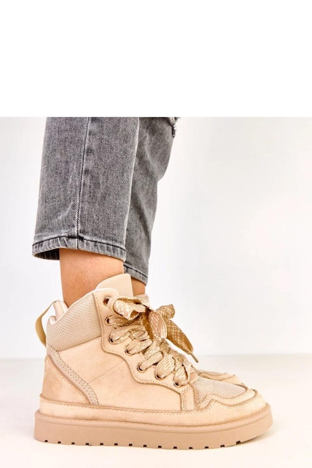 Love Lace Love Lace Women's Sport Shoes Suede Style Platform Comfort Round Toe Lace Up in Beige - 2