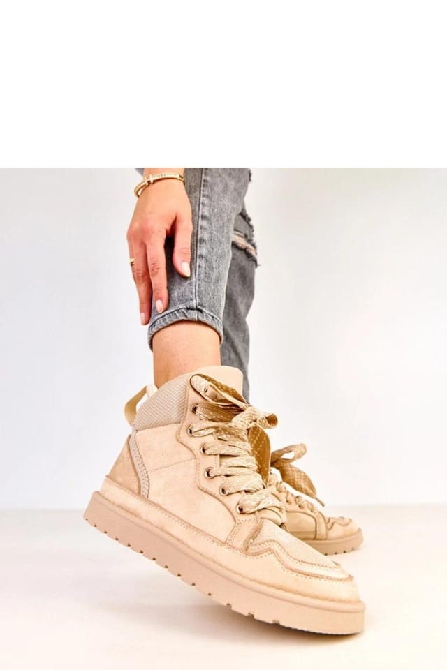 Love Lace Love Lace Women's Sport Shoes Suede Style Platform Comfort Round Toe Lace Up in Beige - 3