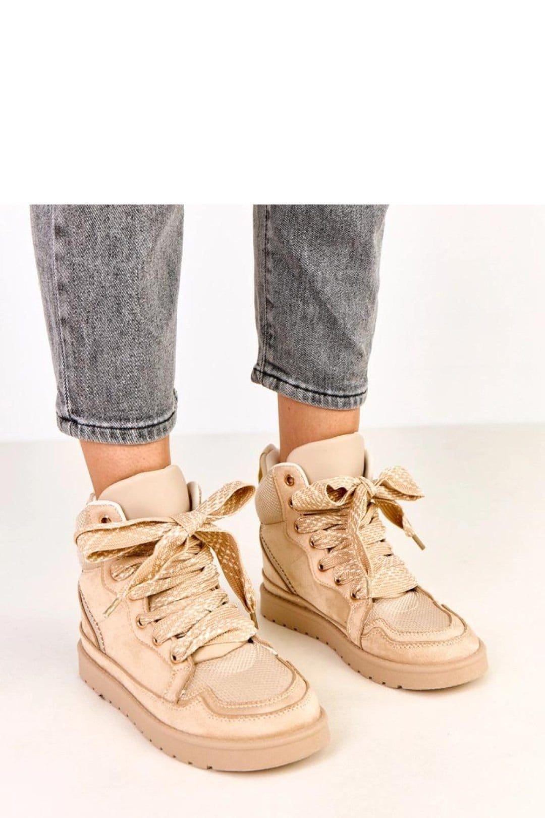 Love Lace Love Lace Women's Sport Shoes Suede Style Platform Comfort Round Toe Lace Up in Beige - 4