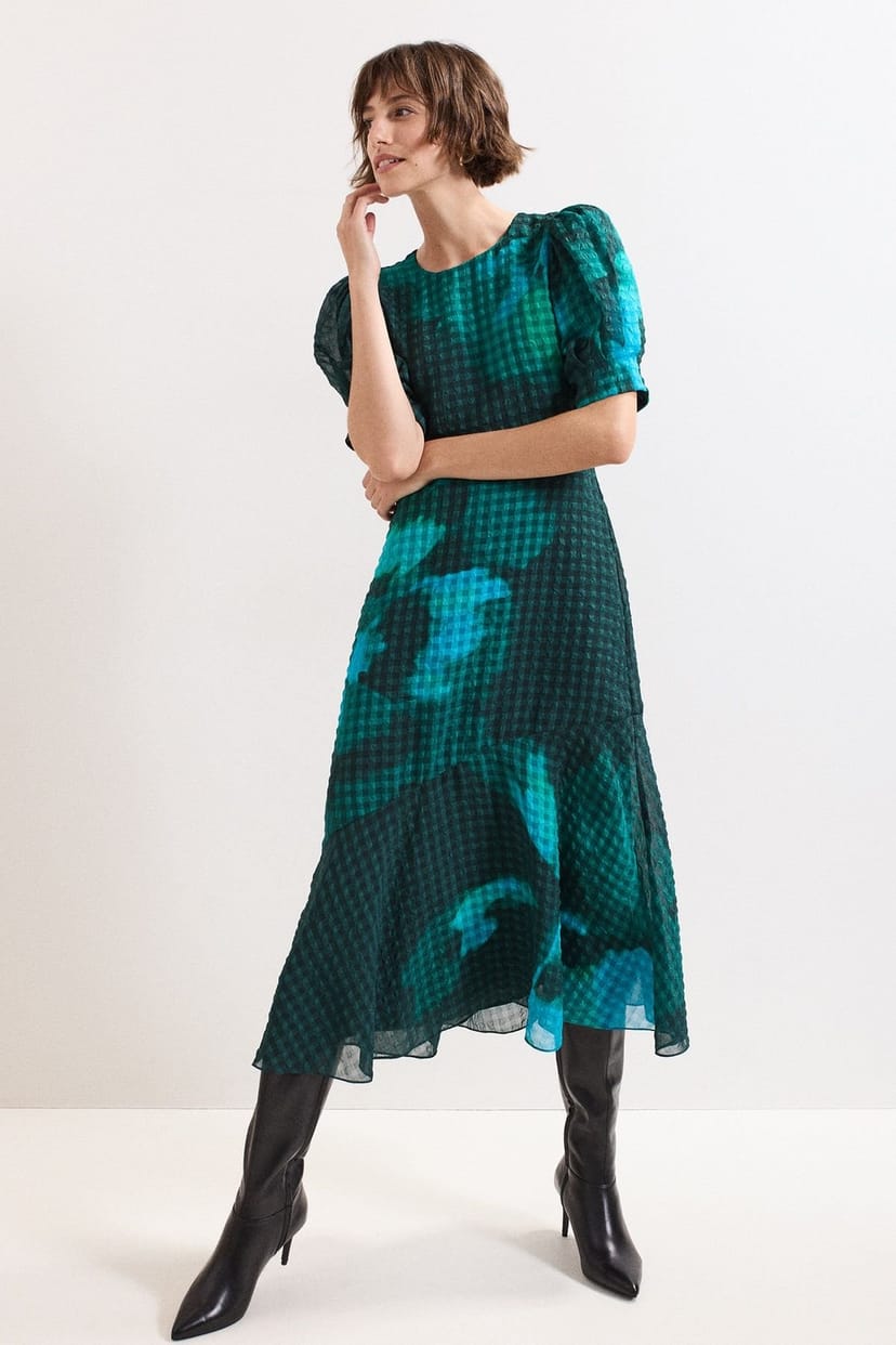 Phase Eight Phase Eight Women's Nancy Floral Midi Dress in Teal - 1