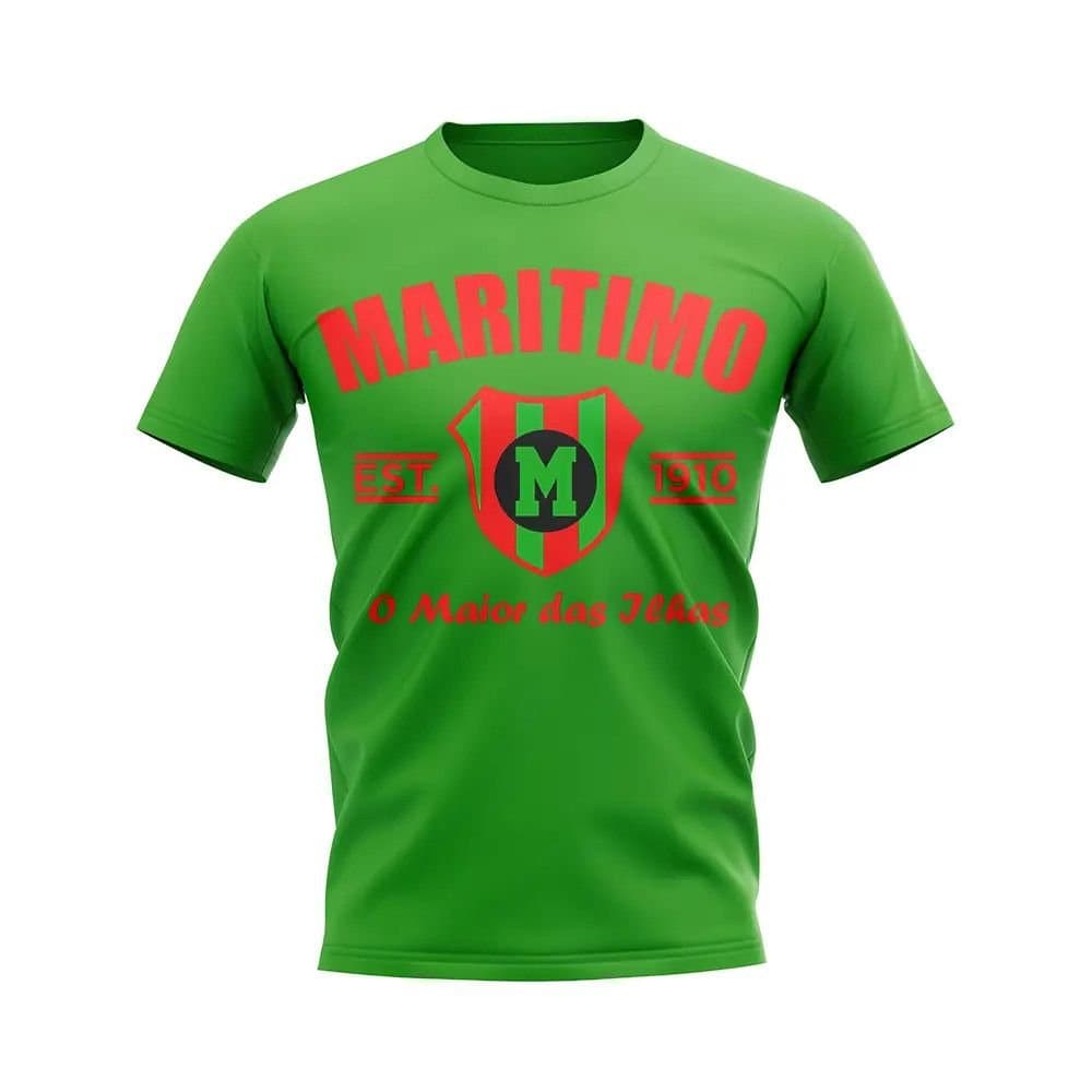 Maritimo Maritimo Men's Personalised Established Football T-Shirt Green in White
