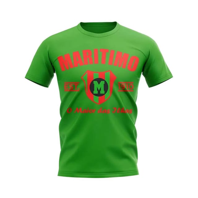 Maritimo Maritimo Men's Personalised Established Football T-Shirt Green in White - 2