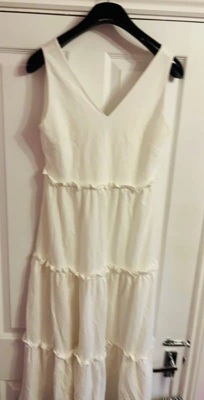 Primark Primark 8-10 plunge maxi ruffle influencer statement party holiday festival dress same day post