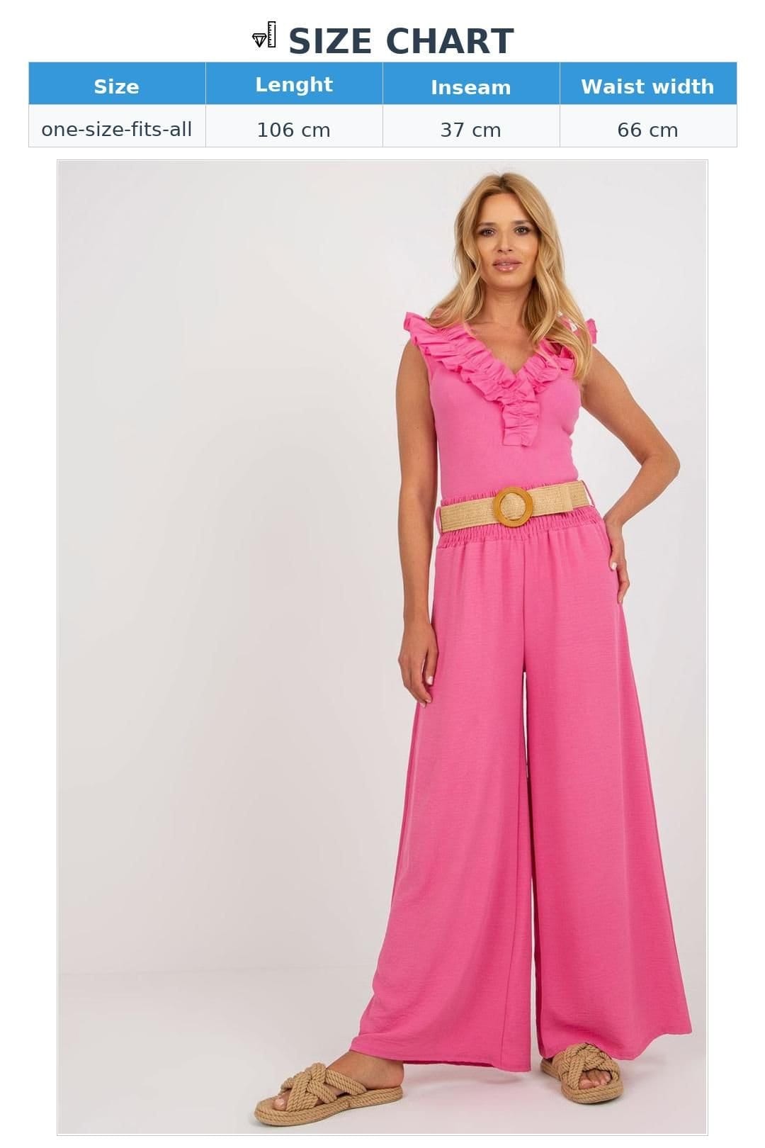 Love Lace Love Lace Women's High Rise Wide Leg Trouser with Belt in Pink - 4