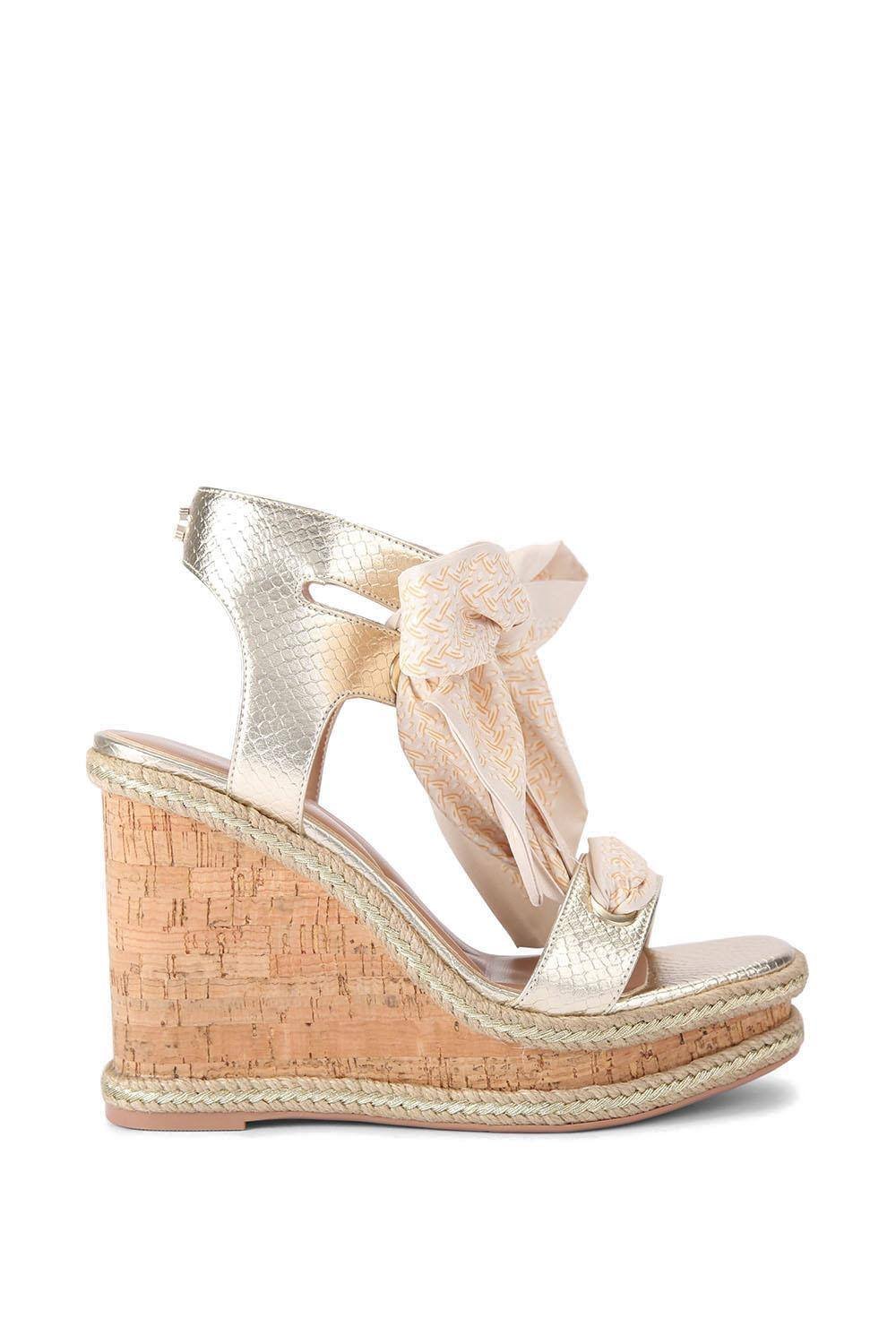 Carvela Carvela Women's 'Sorrento Scarf Wedge' Heels in Gold - 4