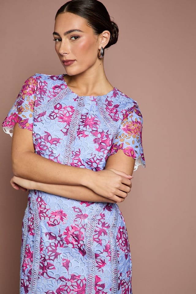 Coast Coast Women's Printed Lace Midi Pencil Dress in Blue - 2