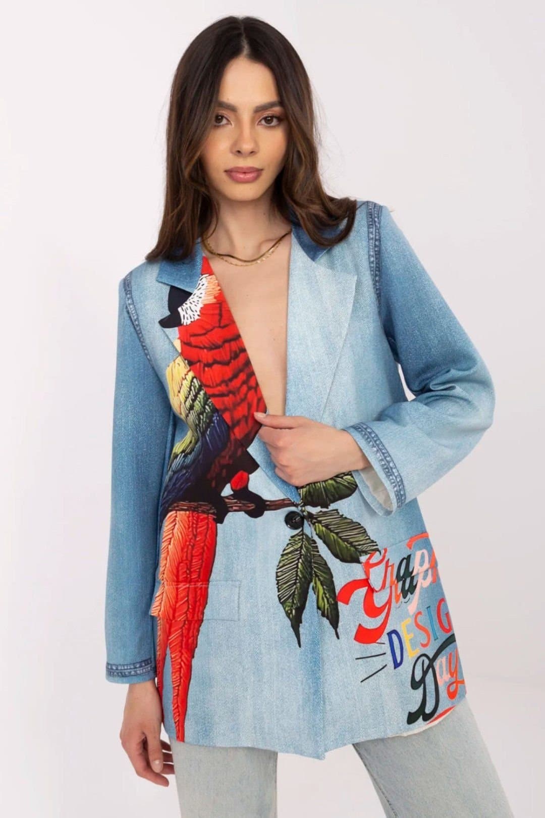 Love Lace Love Lace Women's Printed Lightweight Casual Blazer in Blue