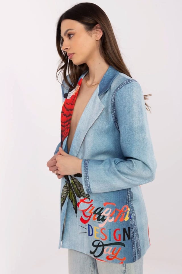 Love Lace Love Lace Women's Printed Lightweight Casual Blazer in Blue - 2