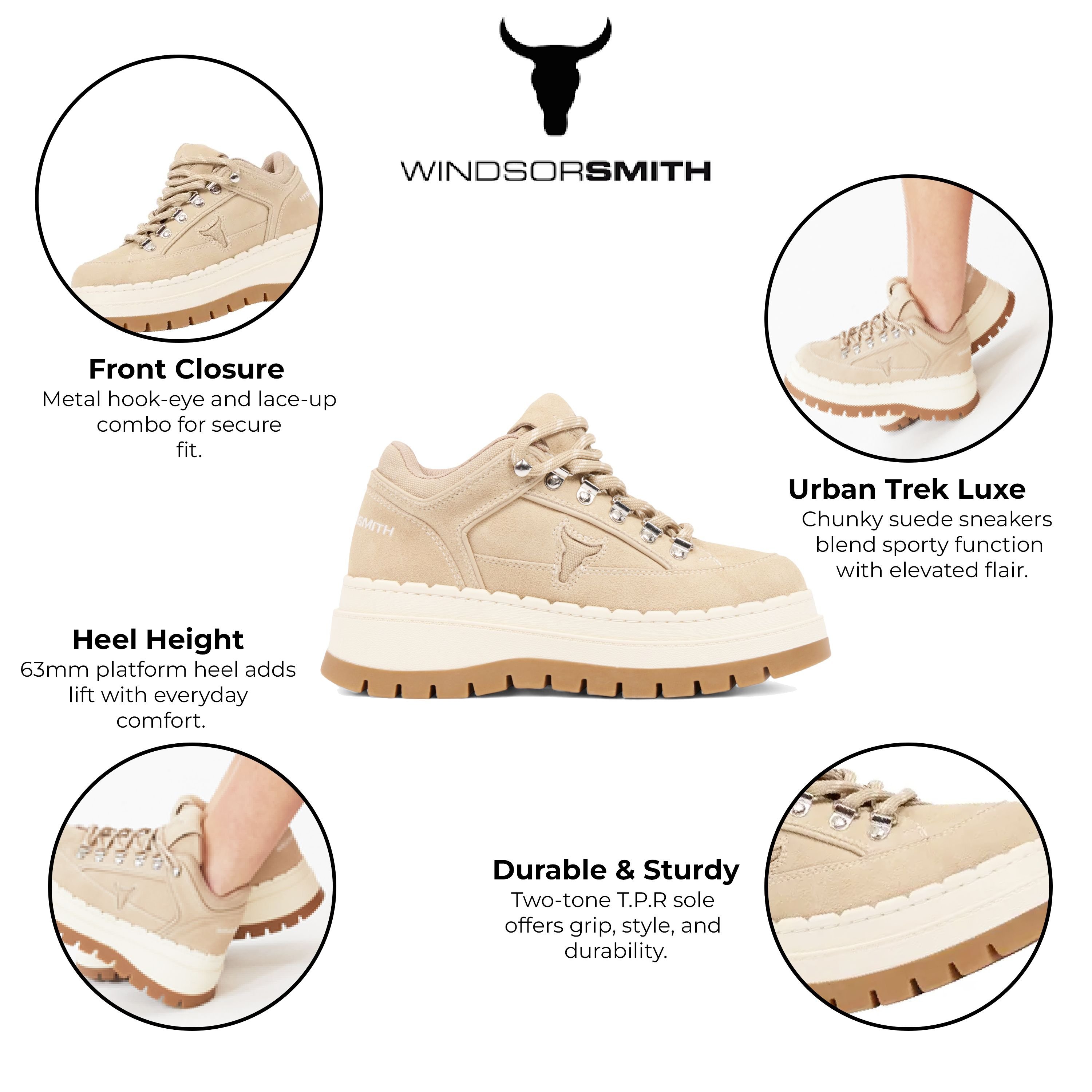 Windsor Smith Windsor Smith Women's Sand Suede Chunky Platform Sneakers Trainers - Ultimatum in Brown - 2