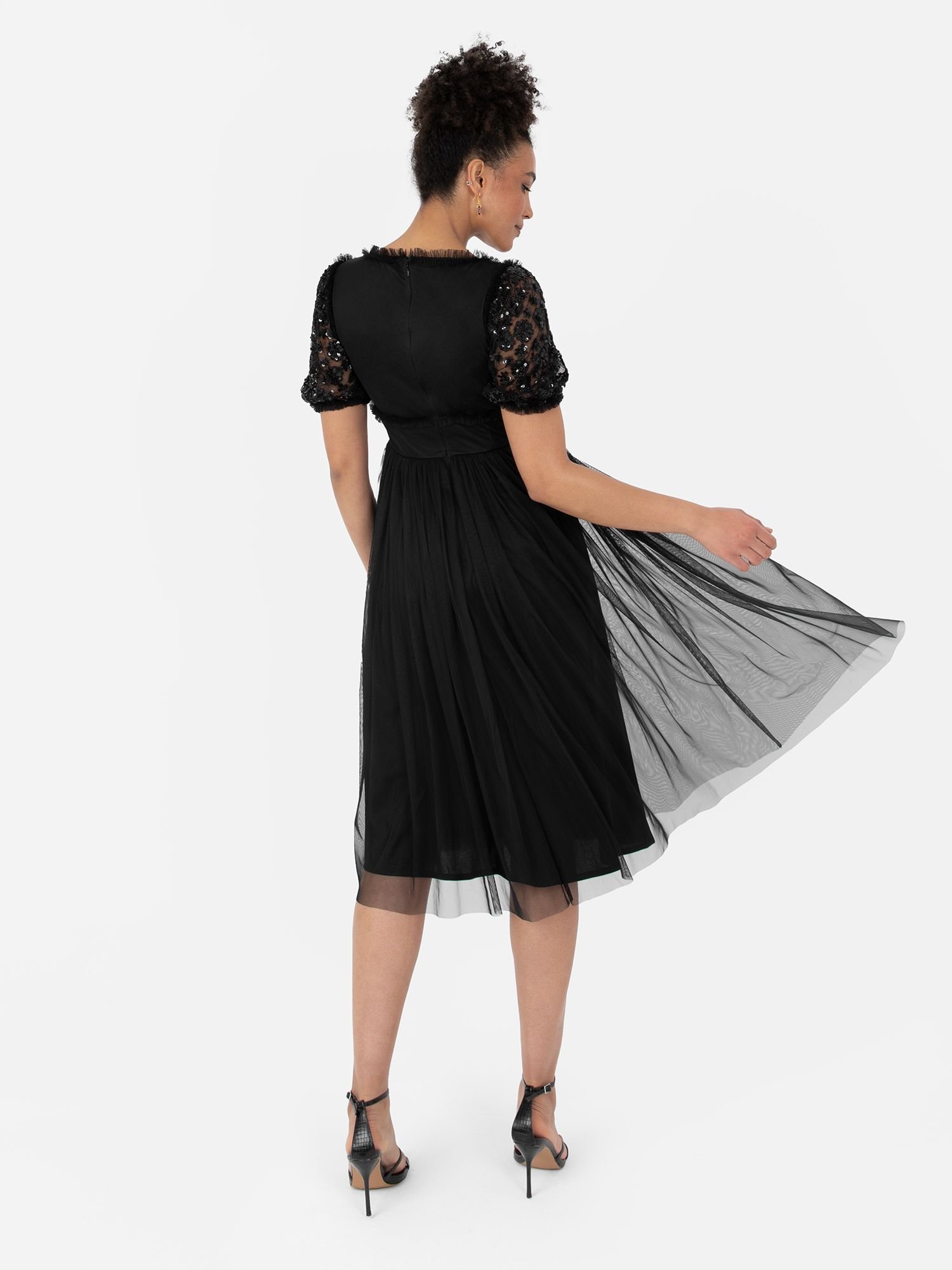 Maya Deluxe Maya Deluxe Women's Sweetheart Neck Midi Dress in Black - 3