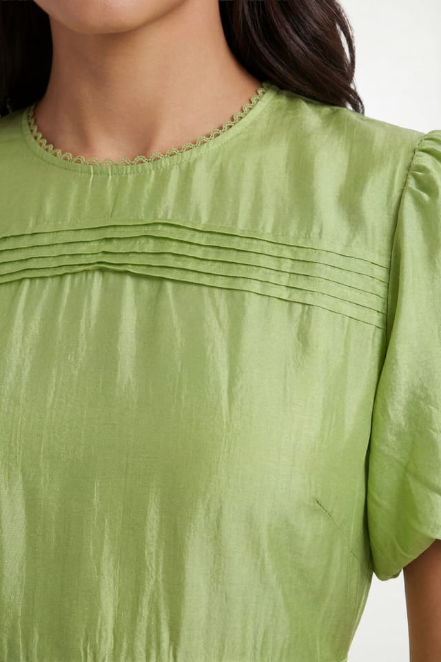 Wallis Wallis Women's Petite Tencel Pleated Midi Dress in Green - 3