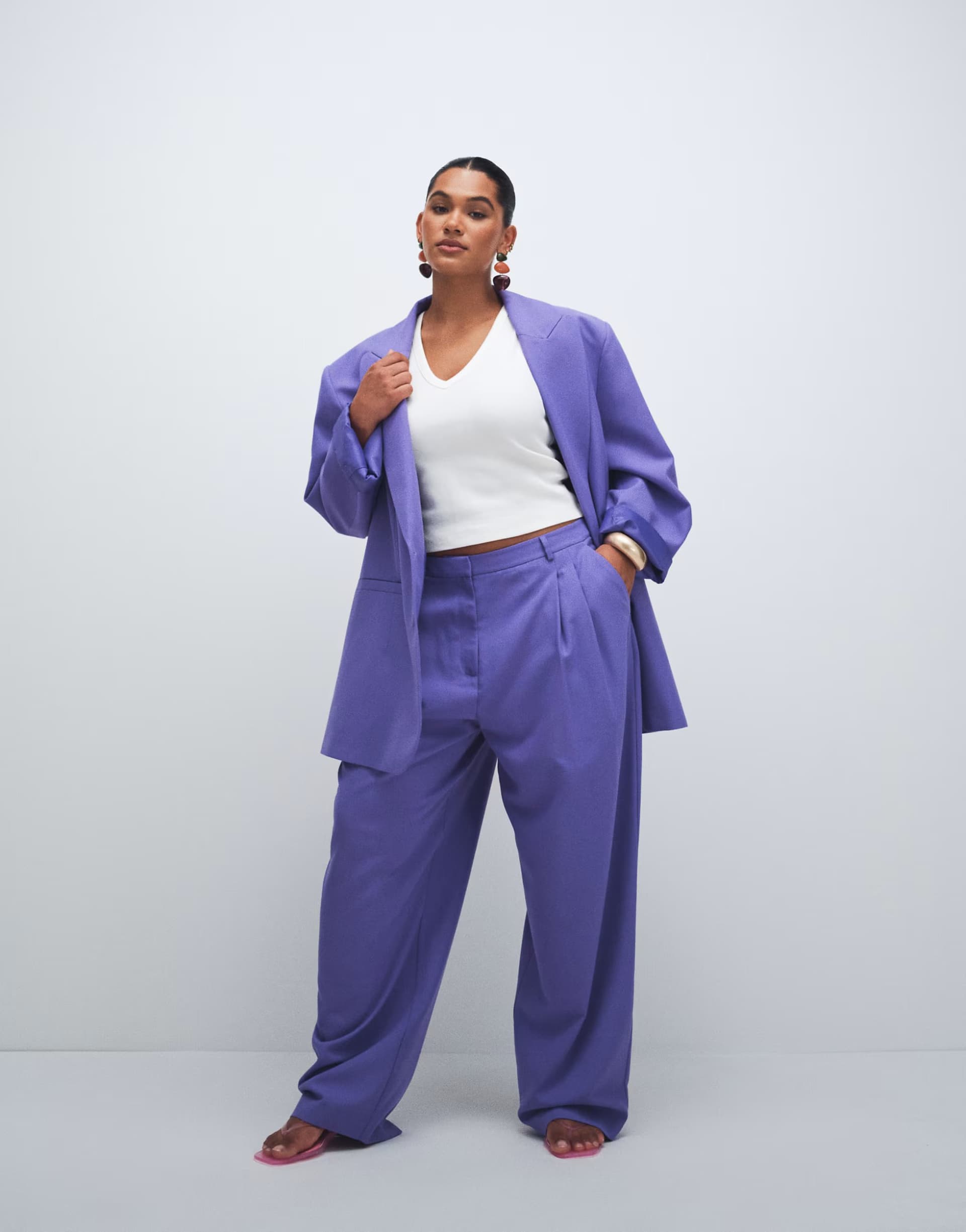 ASOS ASOS DESIGN Curve tailored baggy tapered trouser in purple