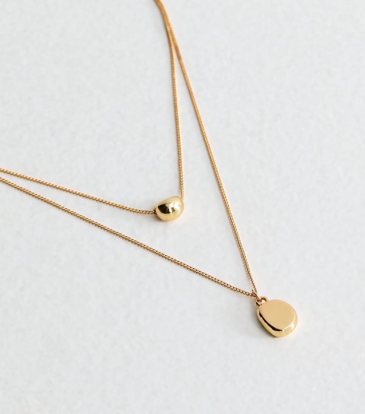 New Look Gold Tone 2 Layer Pebble Pendant Necklace New Look
