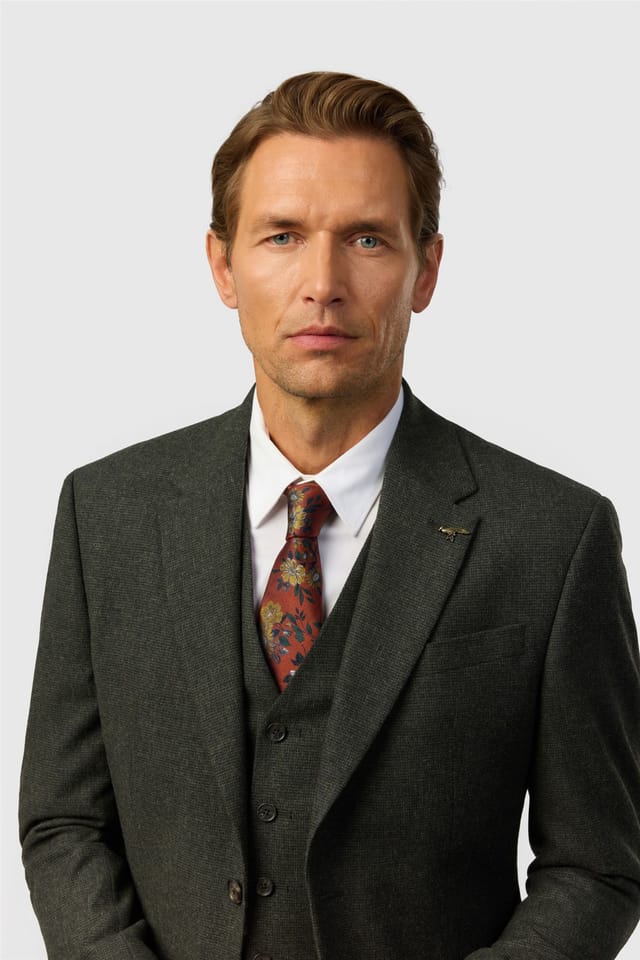 Ted Baker Ted Baker Men's Single Breasted Two Button Textured Tailored Suit Jacket in Dark Green - 2