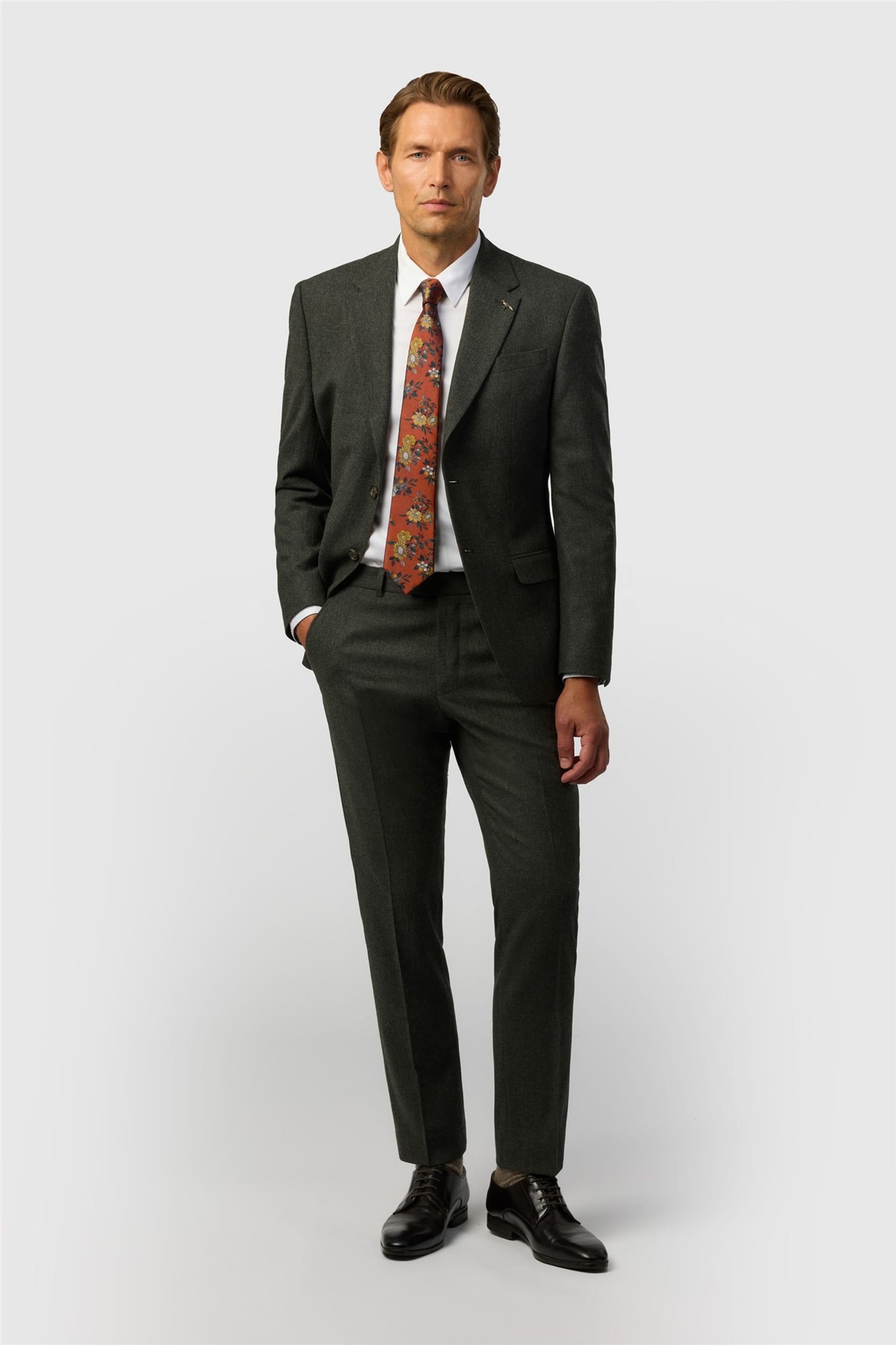 Ted Baker Ted Baker Men's Single Breasted Two Button Textured Tailored Suit Jacket in Dark Green - 4