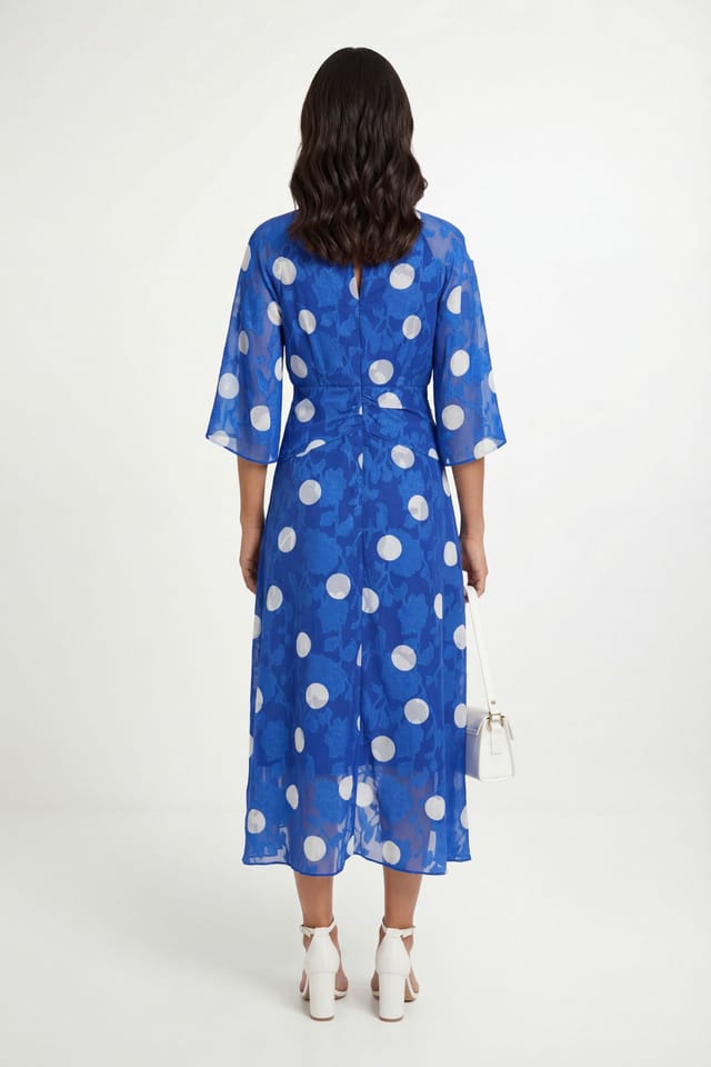 Wallis Wallis Women's Polka Dot Burn Out Twist Midaxi Dress in Blue - 2