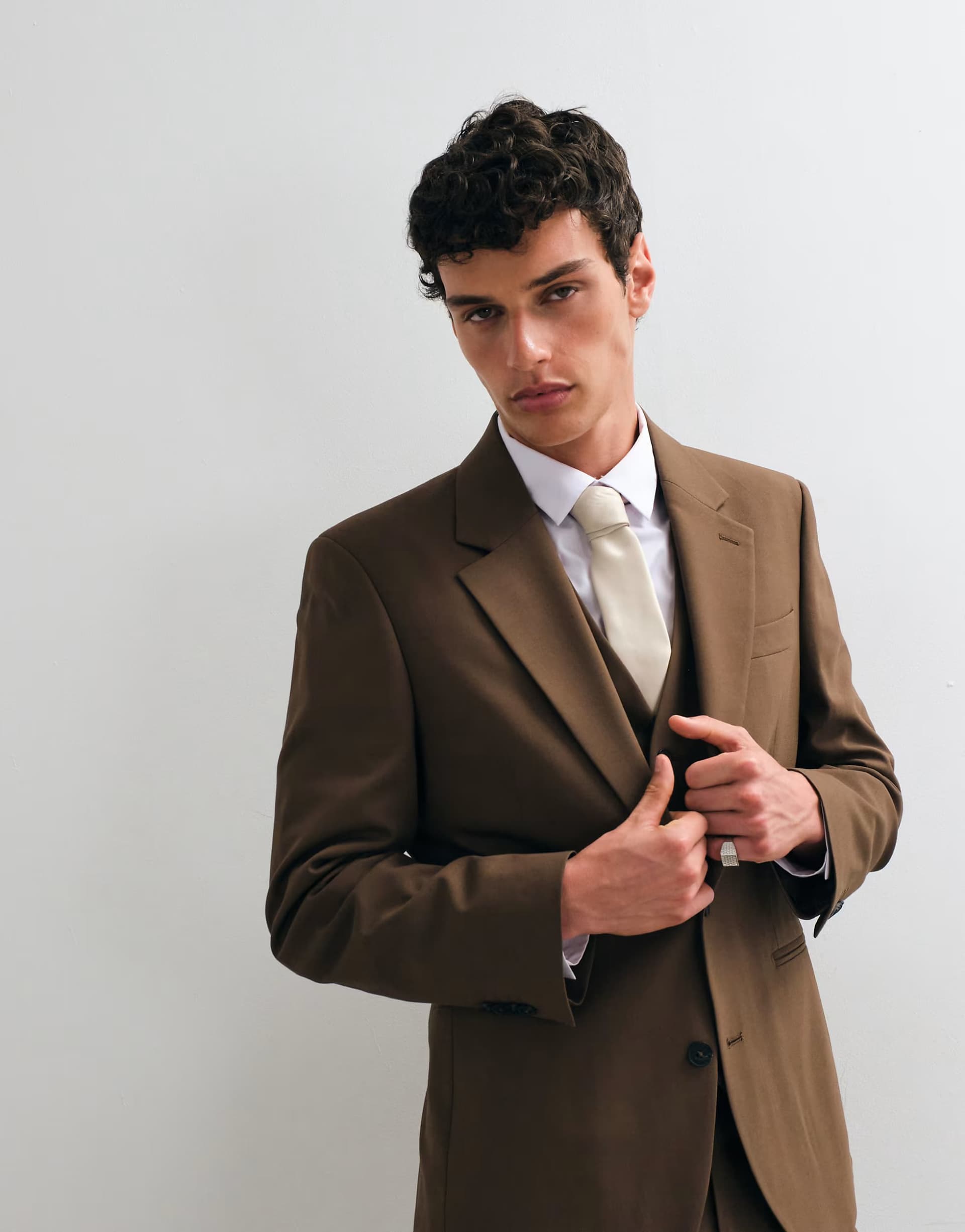 ASOS ASOS DESIGN slim suit jacket in mid brown
