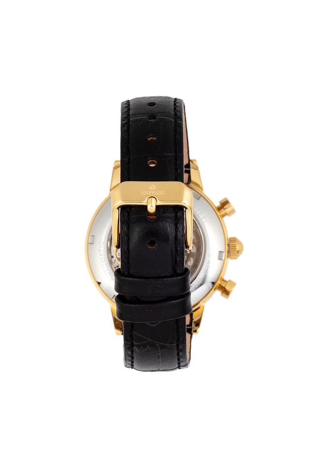 Empress Empress Women's Beatrice Automatic Skeleton Dial Leather-Band Watch with Day & Date in Gold - 2