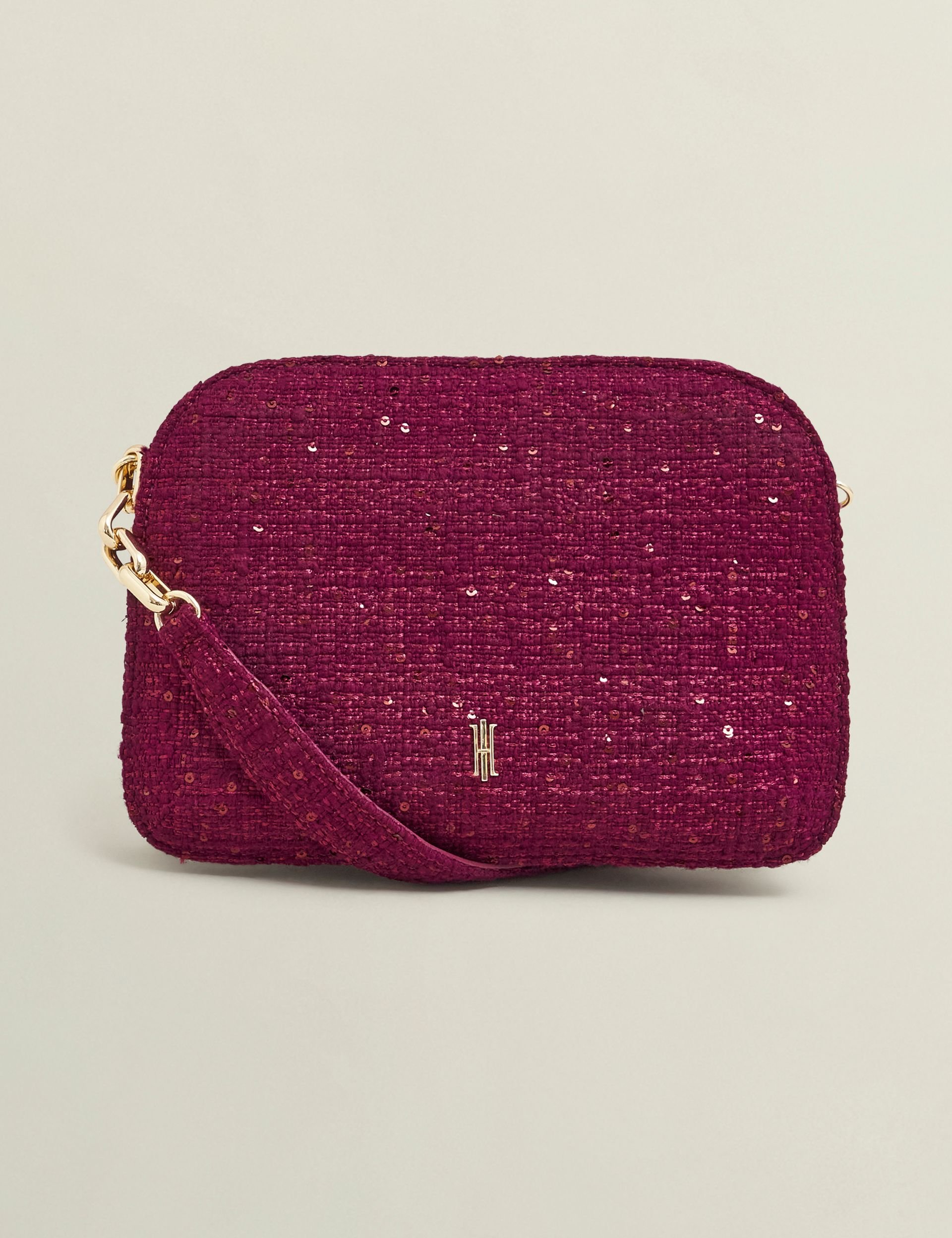 Hobbs London Hobbs London Women's Milan Sequin Tweed Clutch Bag in Aubergine - 2