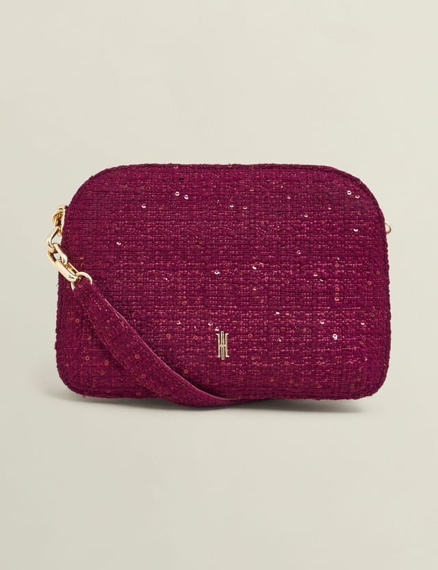 Hobbs London Hobbs London Women's Milan Sequin Tweed Clutch Bag in Aubergine - 2
