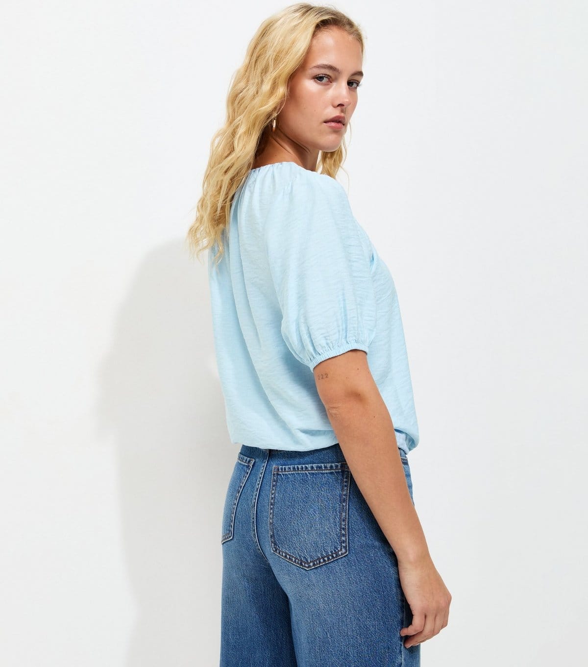 New Look Women's Tall Light Blue Button Through Bubble Hem Blouse New Look - 4