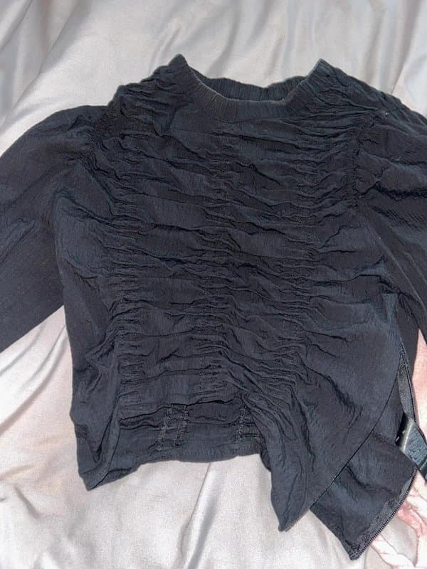 Topshop Women’s topshop black ruched long sleeve top