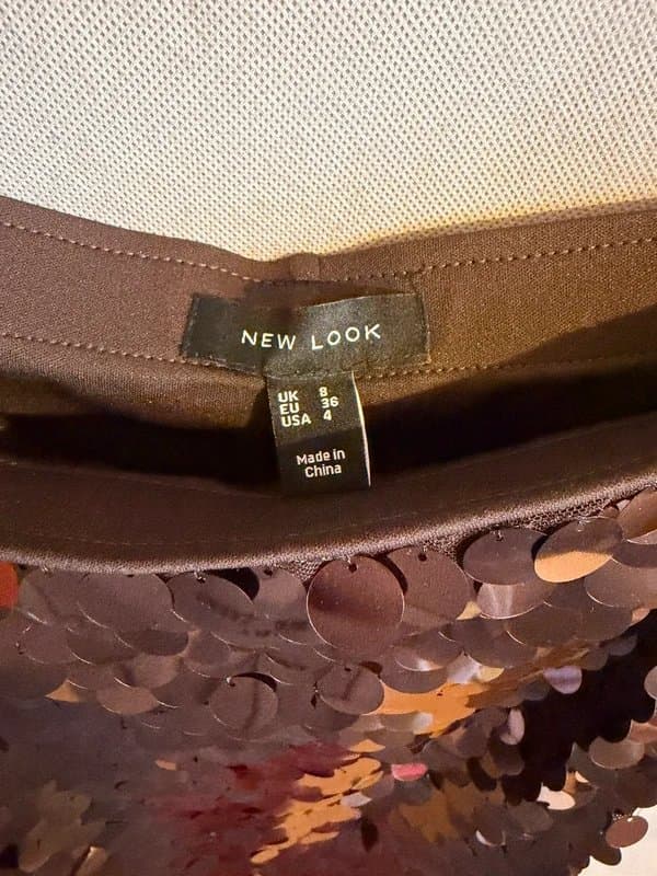 New Look New Look dark brown sequin midi skirt