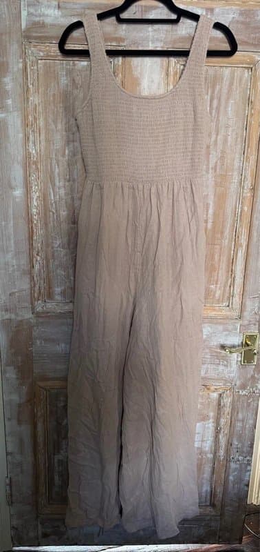 ASOS ASOS taupe / beige cotton jumpsuit, ruched top and pockets