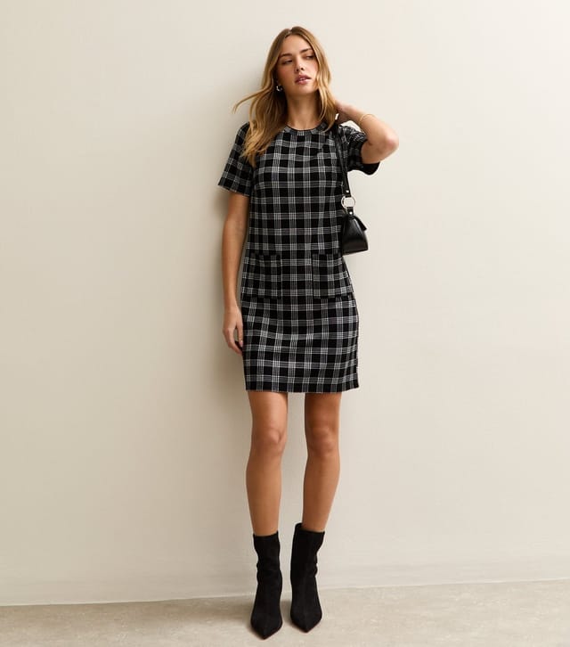 New Look Women's Black Check T-Shirt Mini Dress New Look - 3