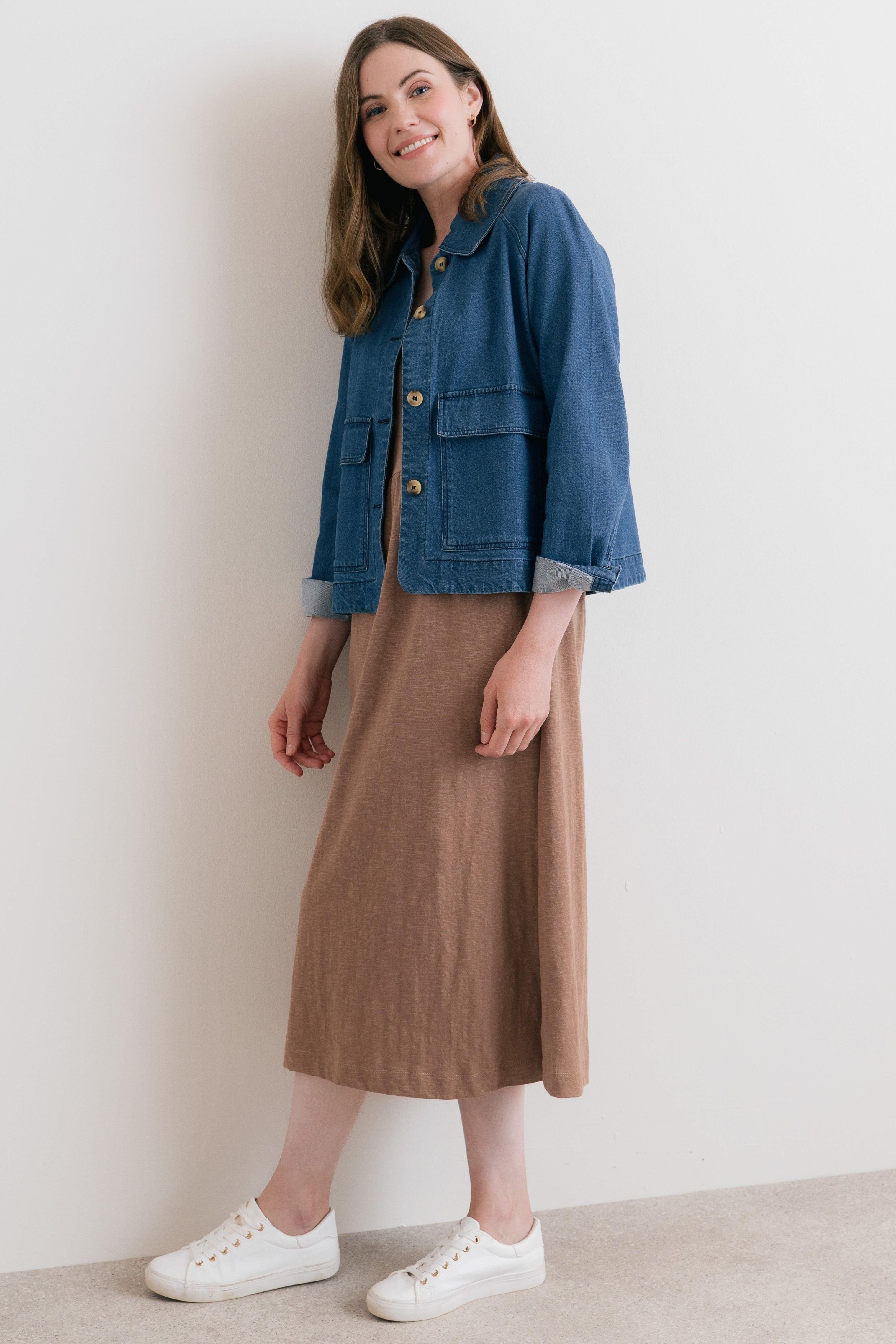 Lily & Me Lily & Me Women's Shine Cotton Jersey Dress in Brown - 4