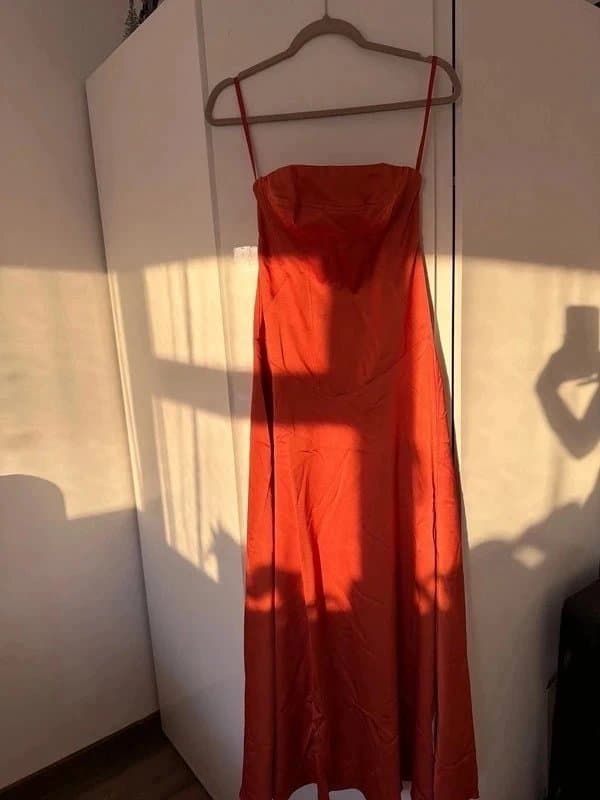 ASOS ASOS Rust orange Chiffon Corset Maxi Dress UK 8 NEW