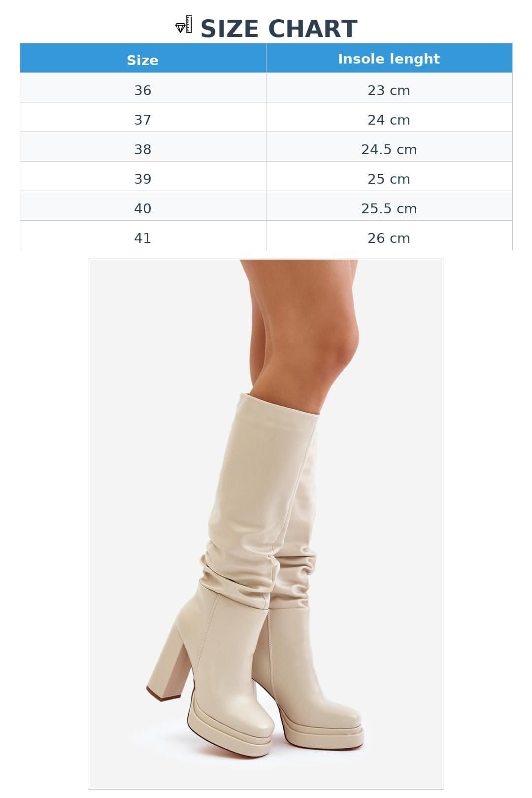 Love Lace Love Lace Women's Slip On Platform Heel Boots with Rounded Toe Crease Upper in Beige - 4
