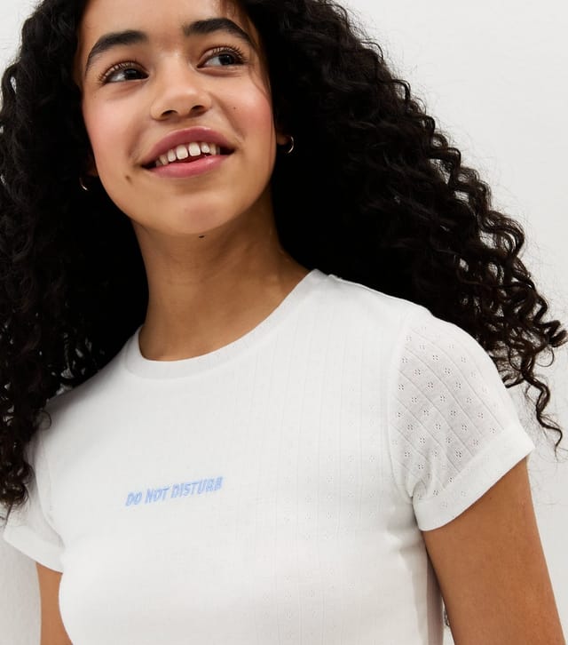 New Look Girls' White Do Not Disturb Wide Leg Pyjama Set New Look - 2