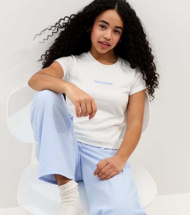 New Look Girls' White Do Not Disturb Wide Leg Pyjama Set New Look - 3