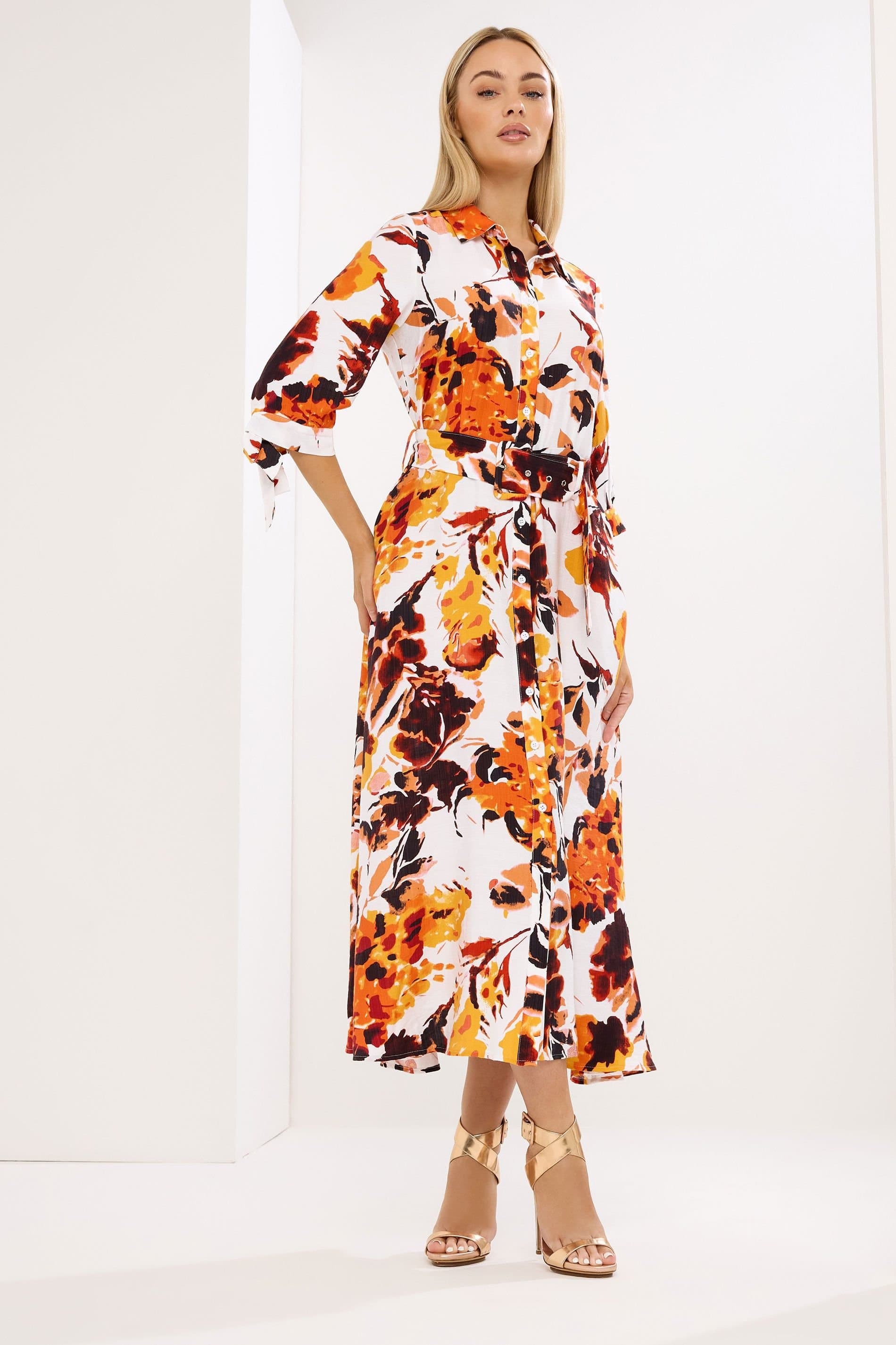 Star By Julien Macdonald Star by Julien Macdonald Women's Abstract Print Shirt Dress in Orange