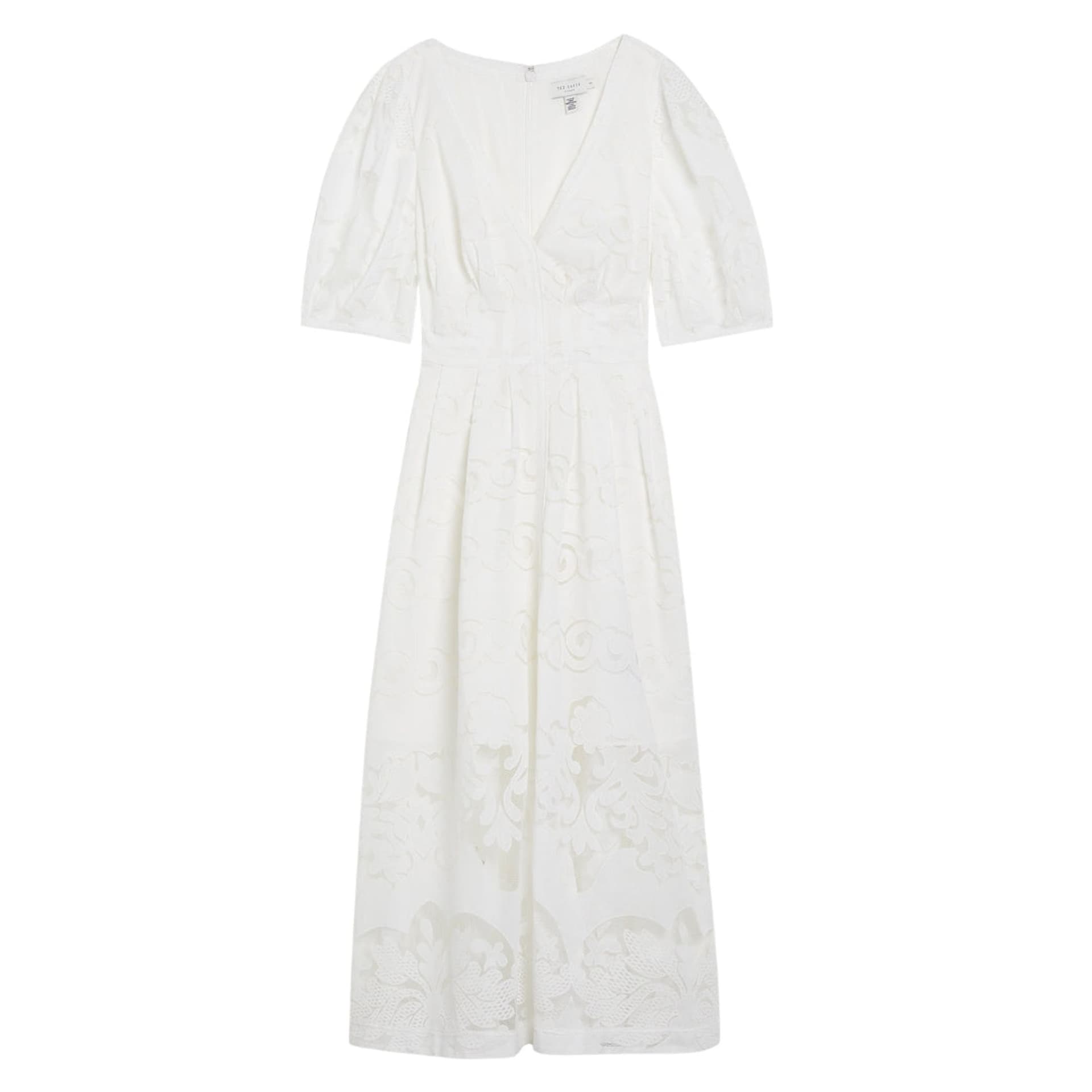 Ted Baker Ted Baker Women's Agnel Three Quarter Sleeve V-neck Regular Fit Midi Dress in White