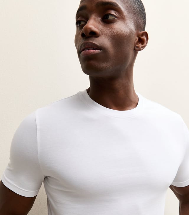 New Look Men's Pack of 2 White and Black Muscle Fit Crew Neck T-Shirts New Look - 2